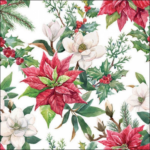 Serviettes en papier christmas florals - ambiente