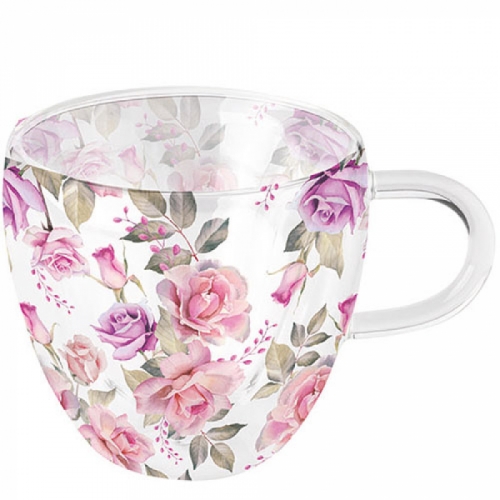 Tasse en verre double paroi roses Josephine - ambiente
