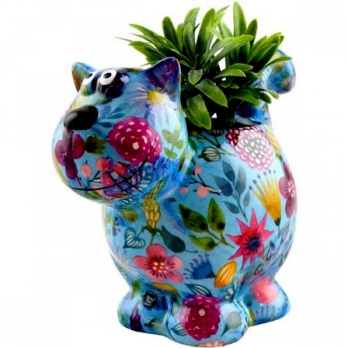 Pot de fleurs chat Dorothy bleu Pomme Pidou