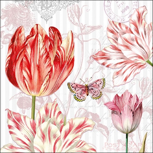 Serviettes en papier tulips postcards - ambiente