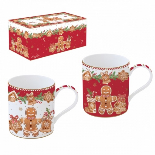 Coffret de 2 mugs en porcelaine fancy gingerbread