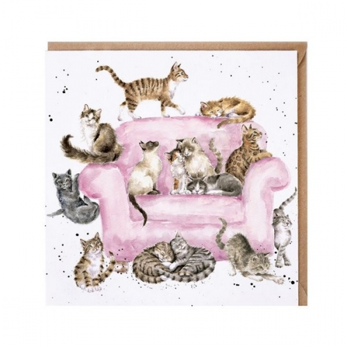 Carte double chats sur fauteuil - wrendale