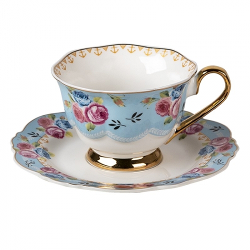 Tasse à thé roses bleu blanc - clayre &eef