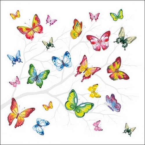 Serviettes en papier colorful butterflies ambiente