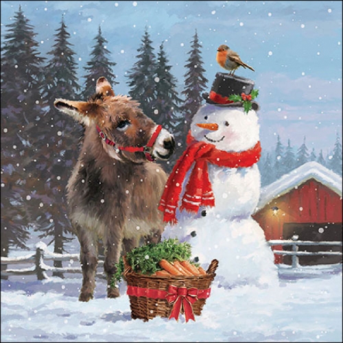 Serviettes papier donkey and snowman - ambiente