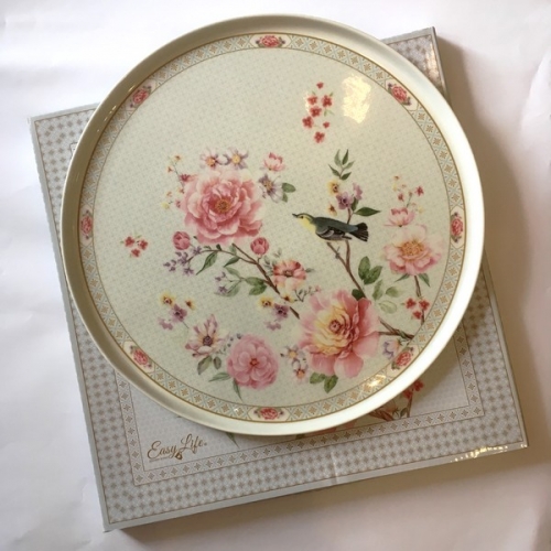 Plat à tarte porcelaine un jour dans le jardin