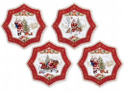 Coffret de 4 assiettes dessert christmas memories - easy life