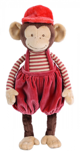 Peluche singe Winston salopette rouge - Bukowski