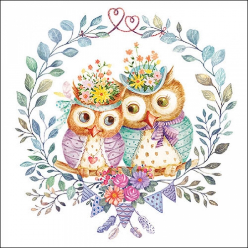 Serviettes en papier owl couple in love - ambiente
