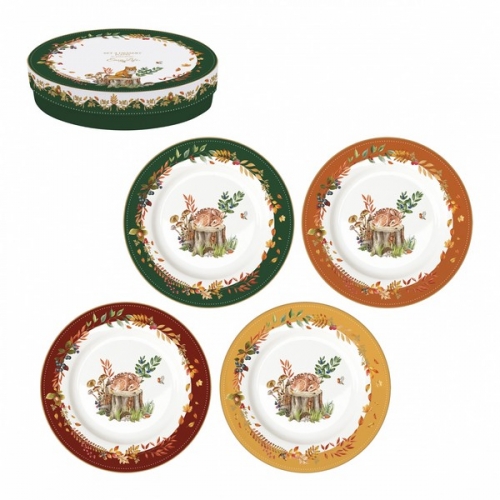 Coffret de 4 assiettes dessert forest dream - easy life