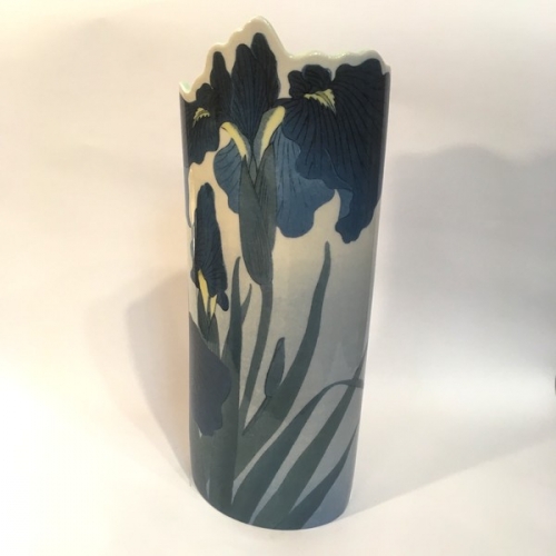 Vase les iris bleus Ohara Koson