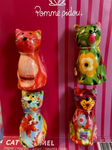 Set de 4 magnets chats pomme pidou