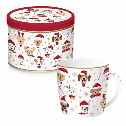 Mug christmas friends chien dans boite métal easy life