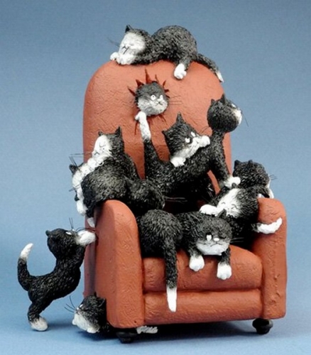 Figurine chats Dubout garde-moi une place