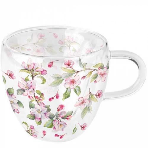 Tasse en verre double paroi spring blossom - ambiente