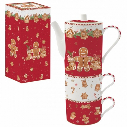 Coffret théière et 2 tasses fancy gingerbread easy life