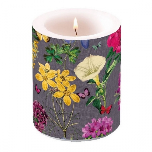 Bougie lampion botanical florals grey - Ambiente