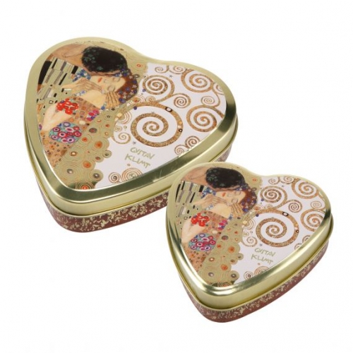 Set de 2 boites coeur en métal du baiser de Klimt