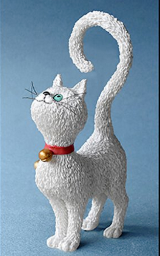 Figurine chat blanc Dubout qu'est-ce qu'on mange ?