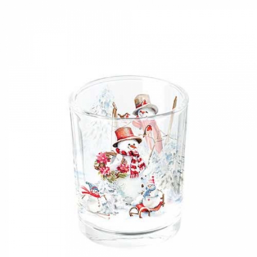 Photophore en verre sporty snowmen - ambiente