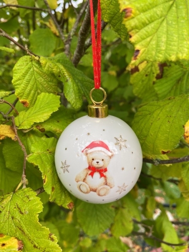 Boule de noël en porcelaine ours - easy life