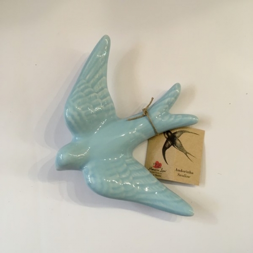 Hirondelle en céramique bleu