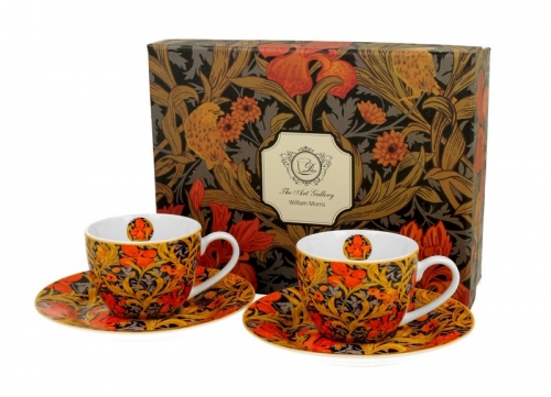 Coffret de 2 tasses à café orange irises William Morris