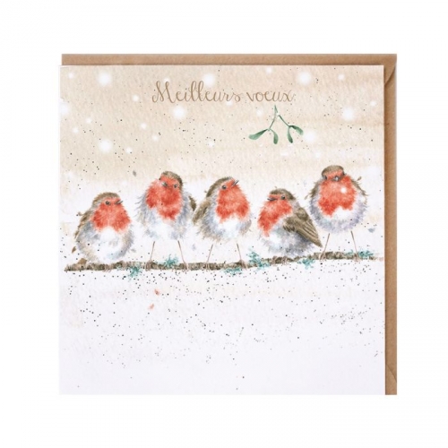 Carte double oiseaux robin meilleurs voeux Hannah Dale - Wrendale