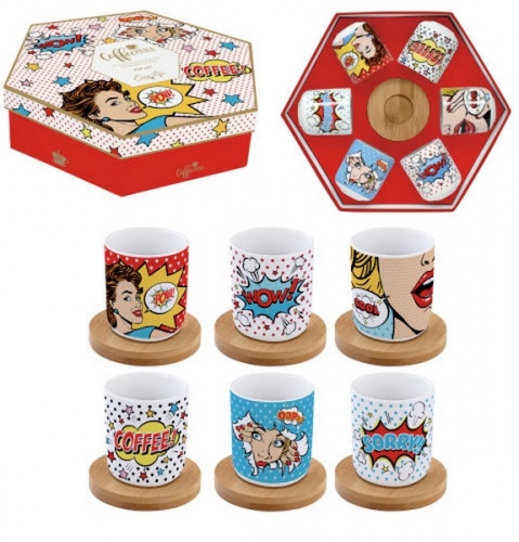 Coffret de 6 gobelets à café pop art easy life