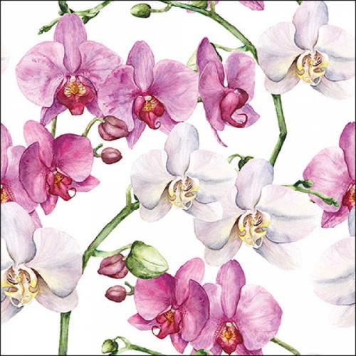 Serviettes en papier elegant orchids -ambiente