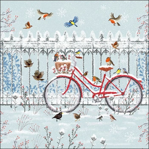 Serviettes en papier bicyclette sous la neige - ambiente