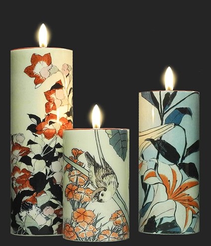 Set de 3 bougeoirs fleurs Hokusai