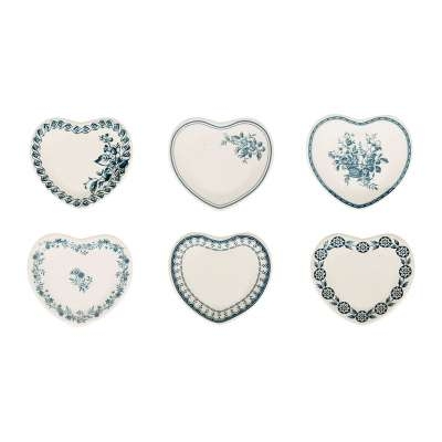 Set de 6 coupelles minis coeurs bleu ancien - comptoir de famille
