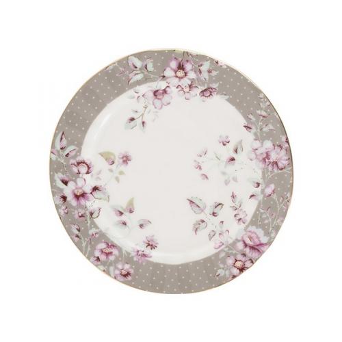 Assiette dessert ditsy floral grise