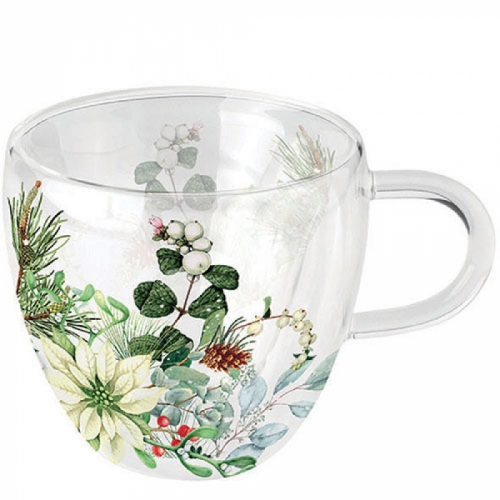 Tasse en verre double paroi white poinsettia- ambiente