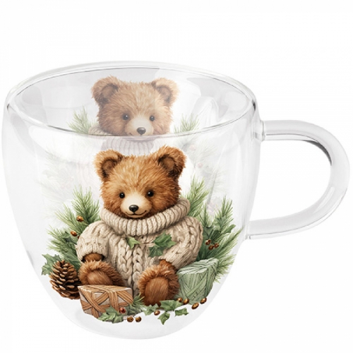 Tasse en verre double paroi cuddle bear - ambiente