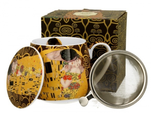Mug tisanière le baiser de klimt fond noir - duo gift