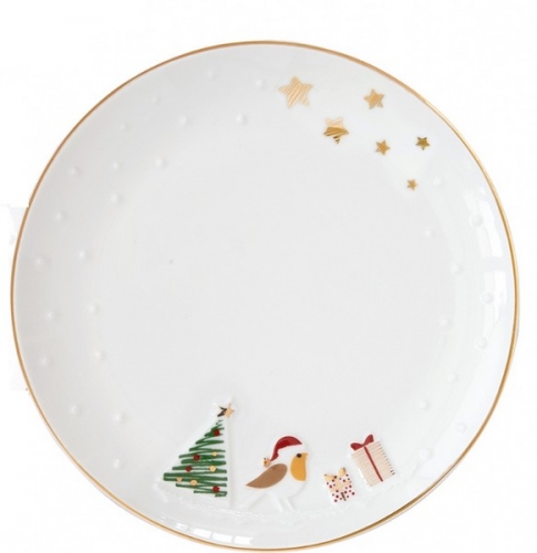 Assiette dessert let it snow oiseau -easy life