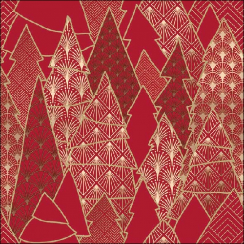 Serviettes en papier luxury trees red - ambiente