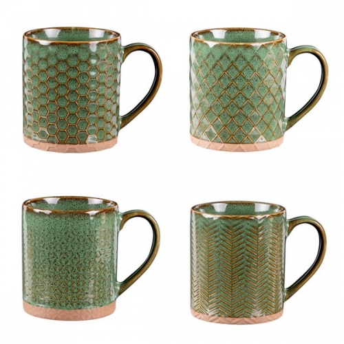 Coffret de 4 mugs jaspe vert - table et passion