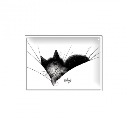 Plaque métal chat gros dodo - chats Dubout