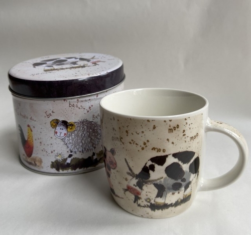 Mug animaux de la ferme dans boite métal - alex Clark