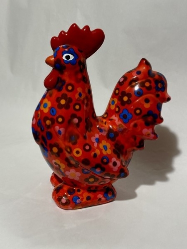 Tirelire coq Maurice rouge - pomme pidou
