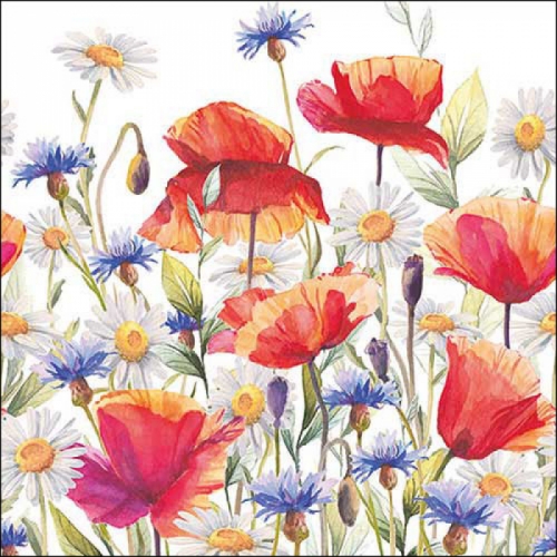 Serviettes en papier poppies and cornflowers - ambiente