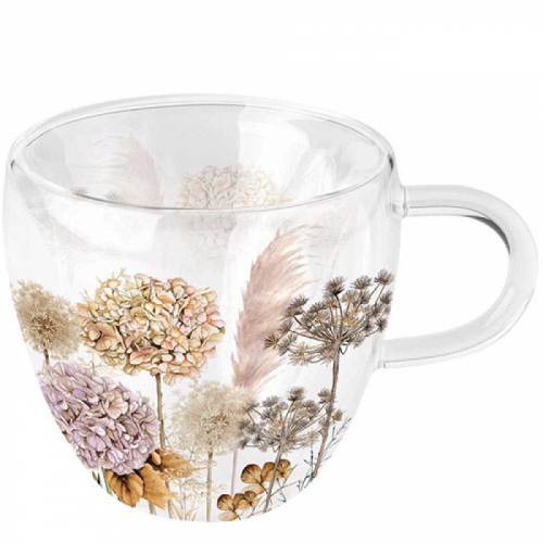 Tasse en verre double paroi dried flowers - ambiente