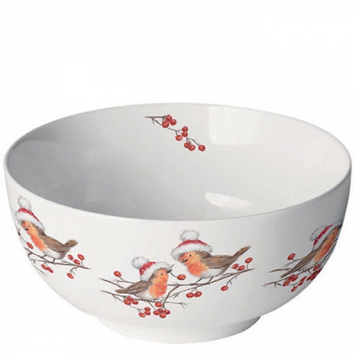 Bol christmas robins white - Ambiente
