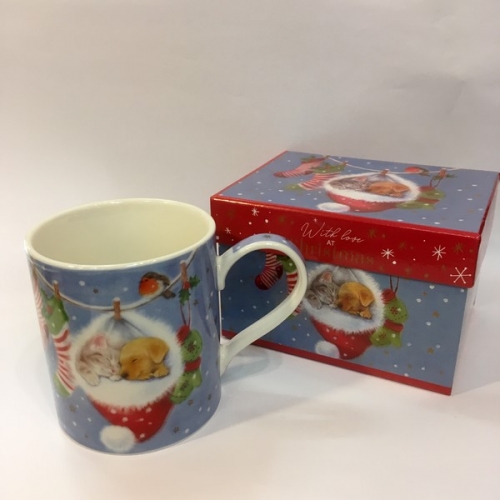 Mug en porcelaine Christmas puppies