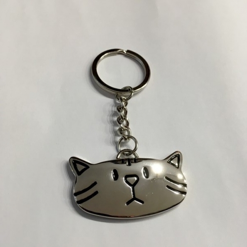 Porte-clés en métal tête de chat