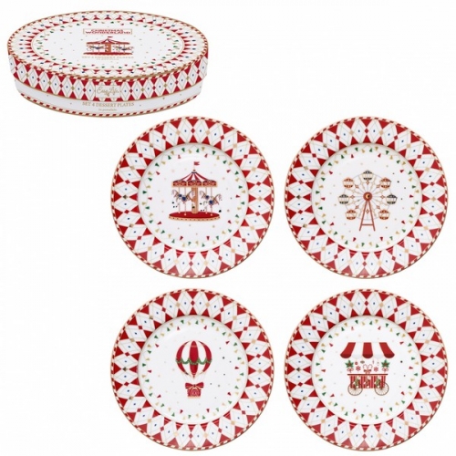 Coffret de 4 assiettes dessert christmas wonderland - easy life