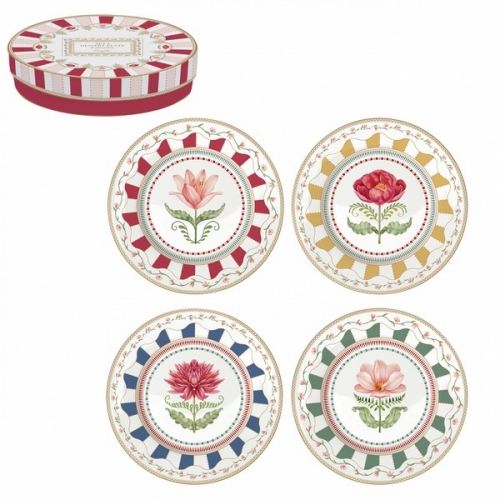 Coffret de 4 assiettes dessert flowery -easy life